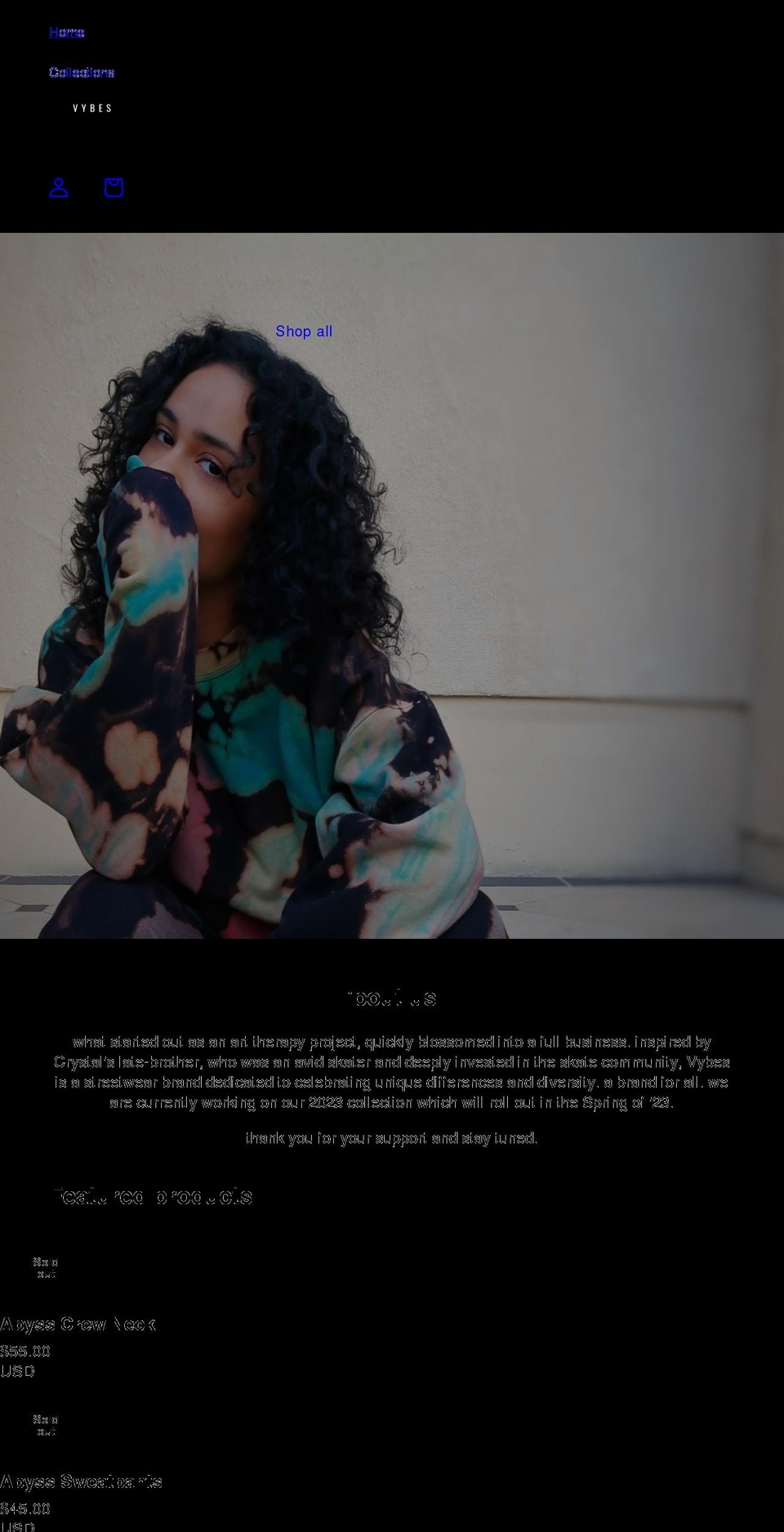 iwearvybes.com shopify website screenshot