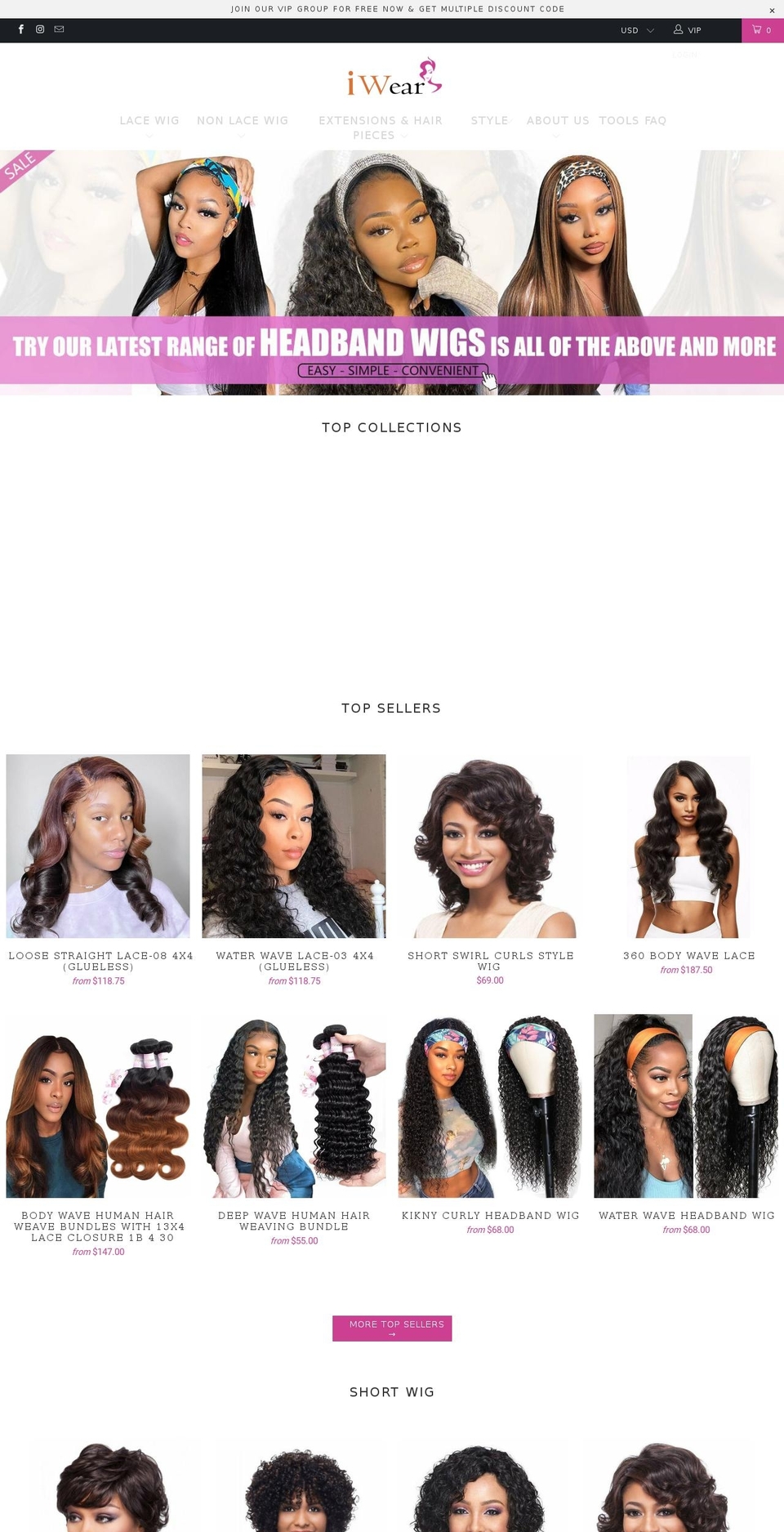 iwearwig.com shopify website screenshot