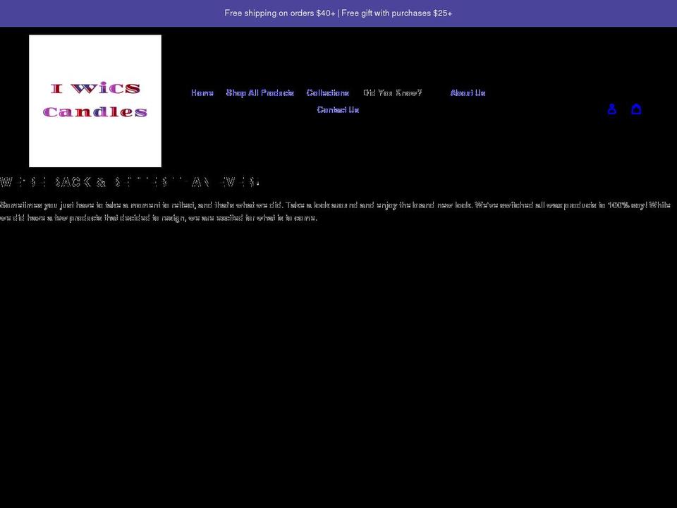 iwicscandles.com shopify website screenshot