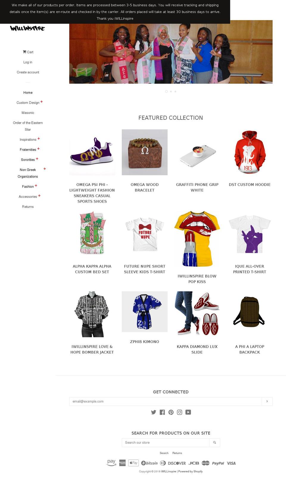iwillinspire.com — Shopify storefront screenshot