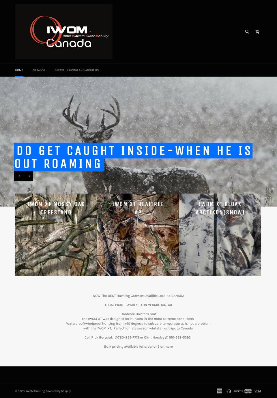 iwom-hunting.myshopify.com shopify website screenshot
