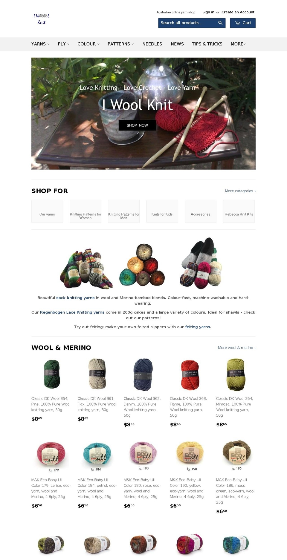 iwoolknit.com shopify website screenshot