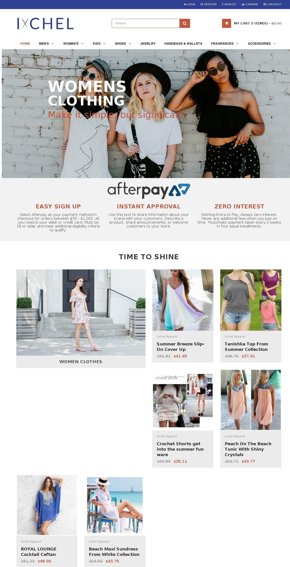 ixchelapparel.com — Shopify storefront screenshot