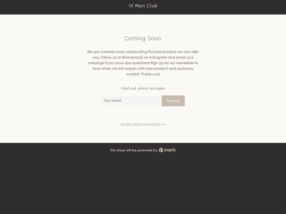ixmanessentials.com — Shopify storefront screenshot