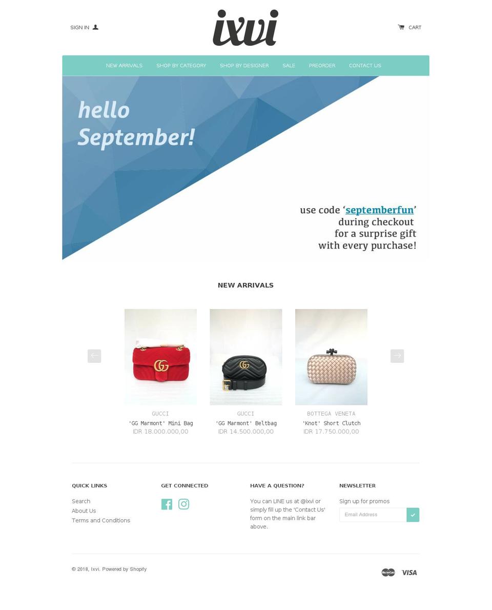 ixvi.com — Shopify storefront screenshot