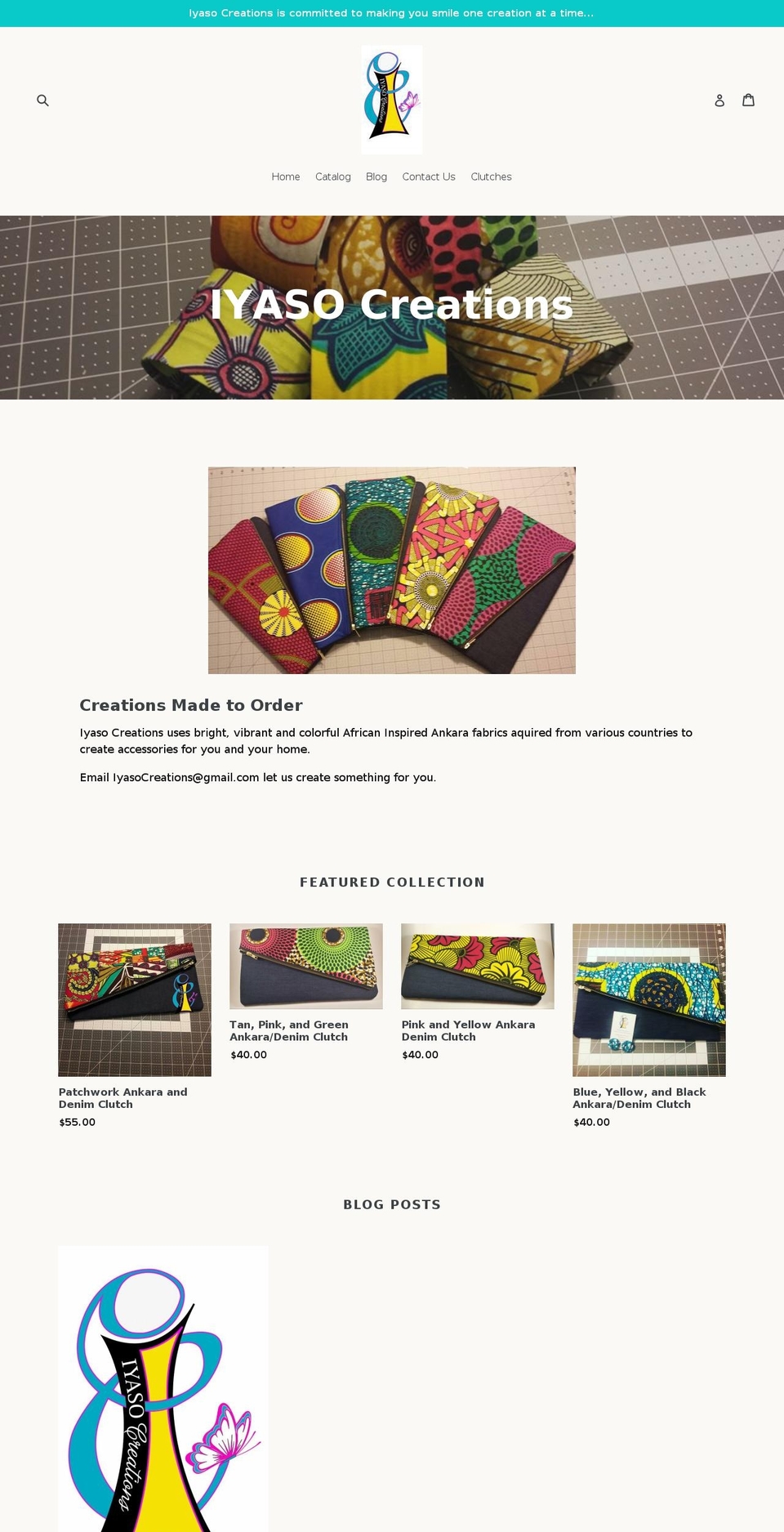 iyasocreations.com shopify website screenshot