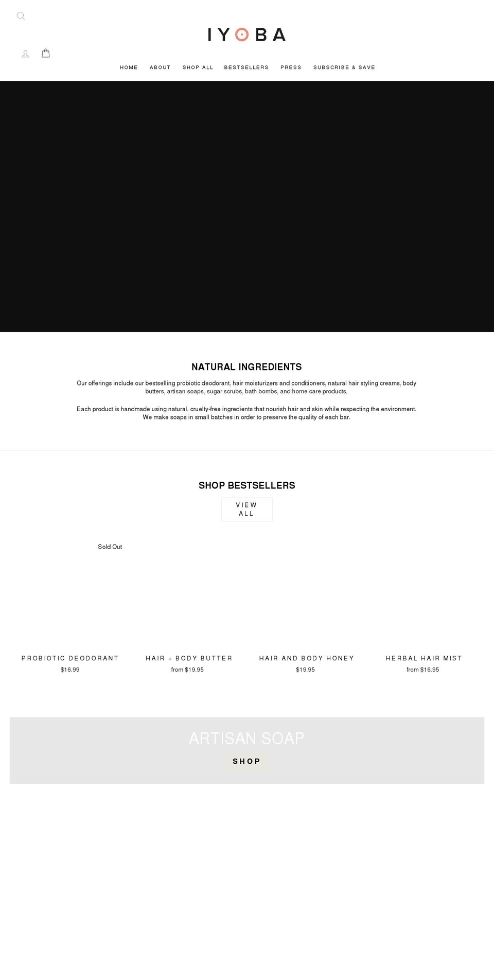 iyoba.com shopify website screenshot