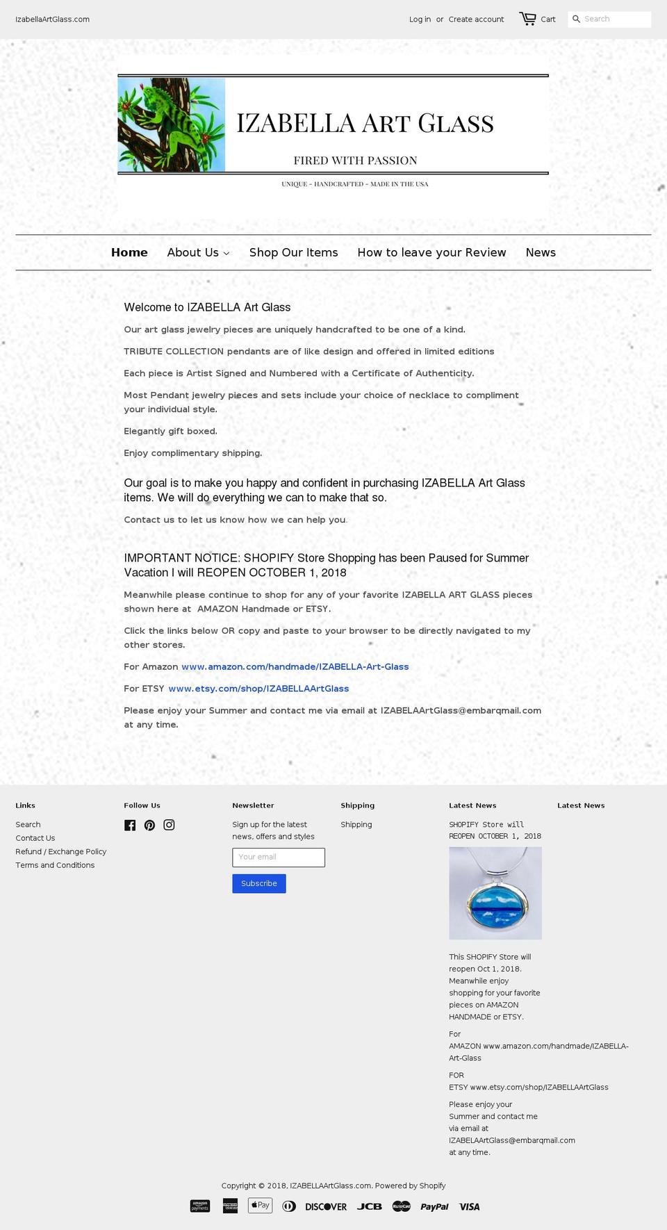 Copy of Copy of minimal Shopify theme site example izabellaartglass.com