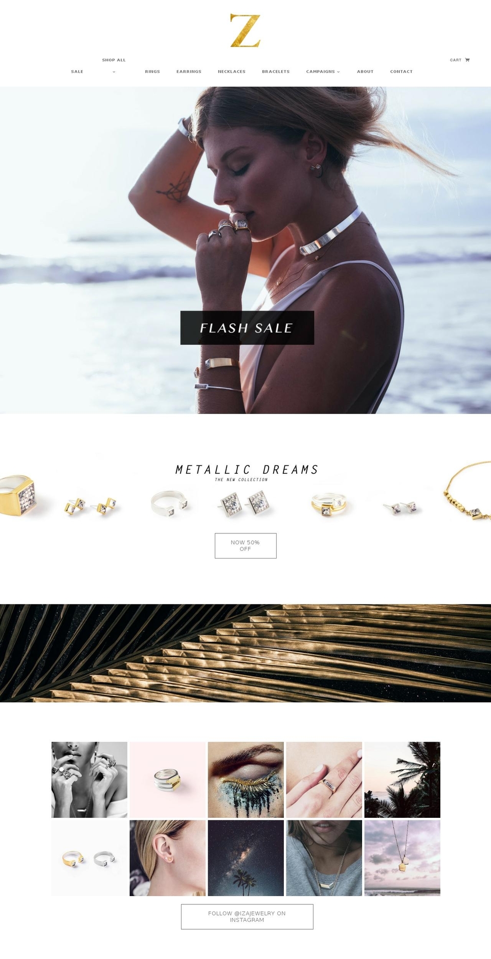 izajewelry.com shopify website screenshot
