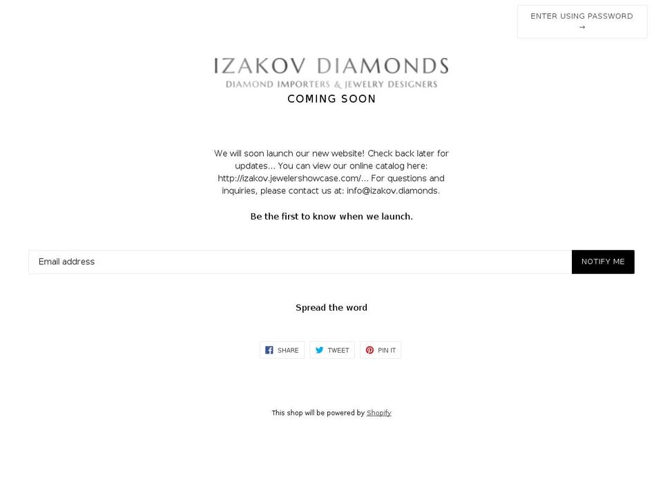 izakov.diamonds shopify website screenshot