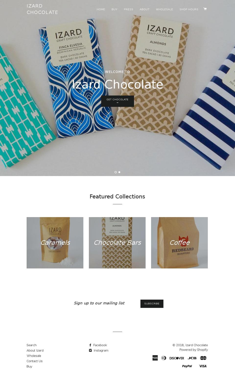 izardchocolate.com — Shopify storefront screenshot