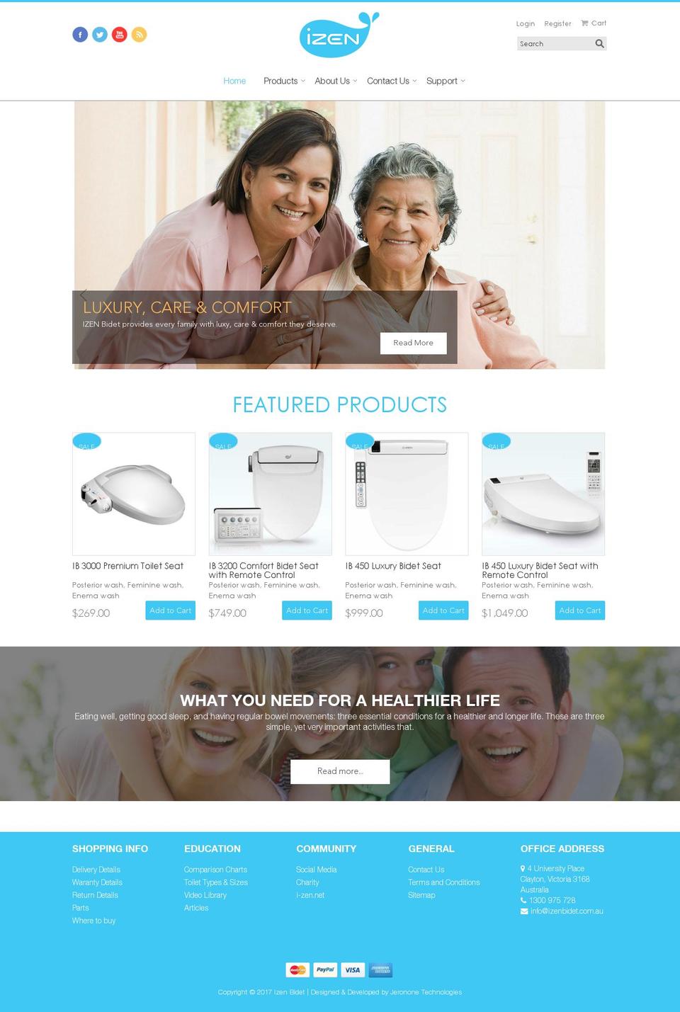 izenbidet.com.au shopify website screenshot