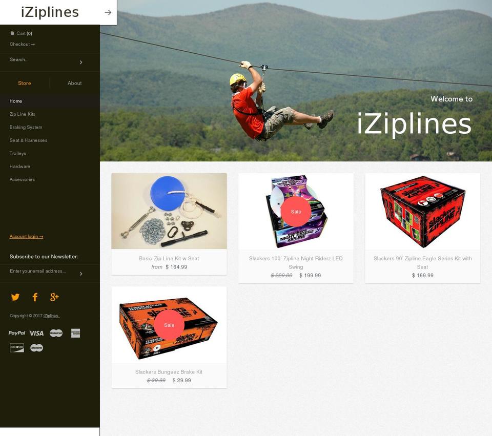 iziplines.com shopify website screenshot