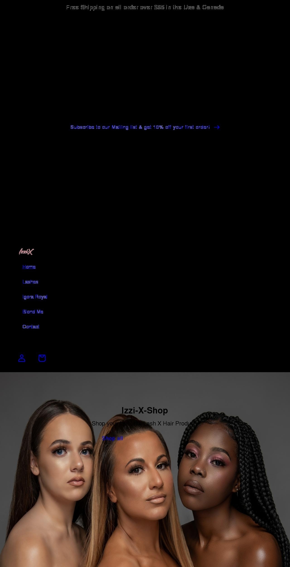 izzi-x.com shopify website screenshot