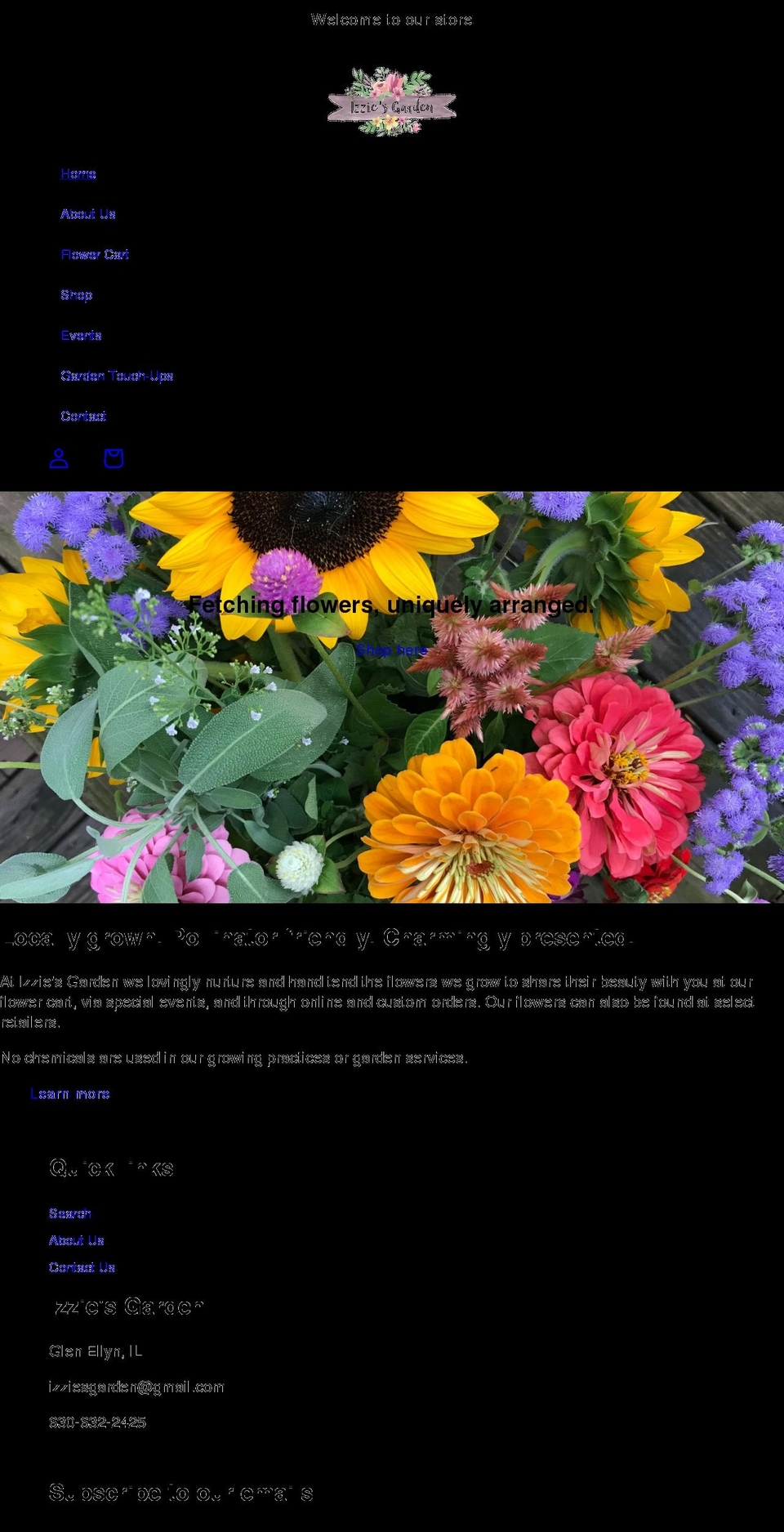 izziesgarden.com shopify website screenshot