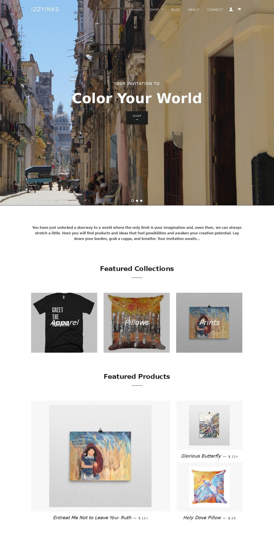 izzyinks.com shopify website screenshot