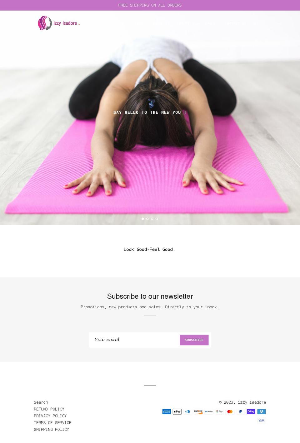 izzyisadore.com shopify website screenshot