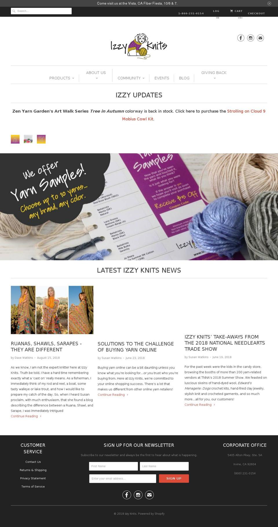 izzyknits.net shopify website screenshot