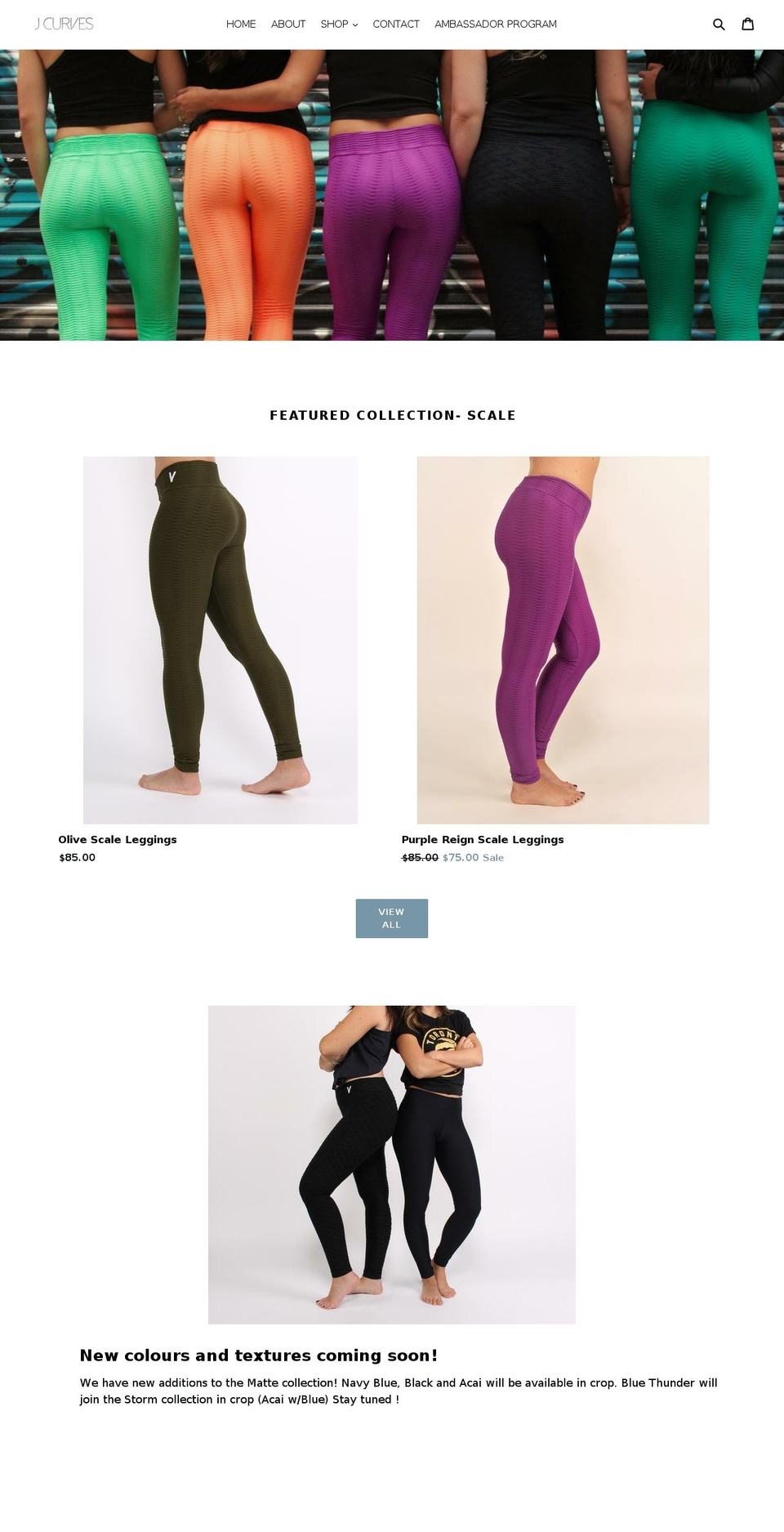 j-curves.com shopify website screenshot