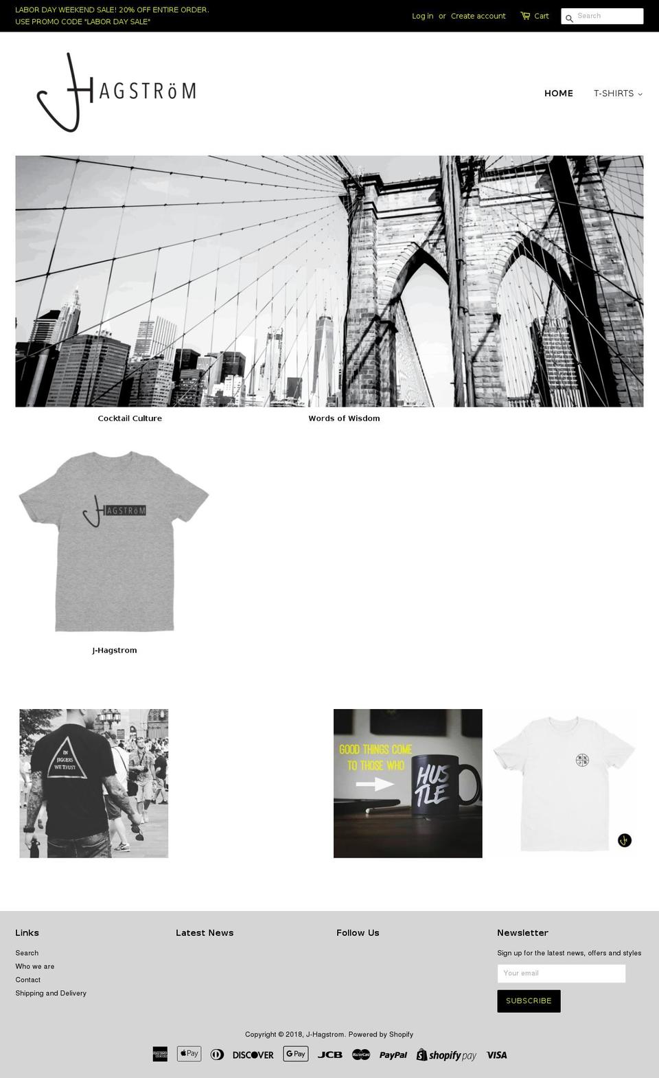 j-hagstrom.com — Shopify storefront screenshot