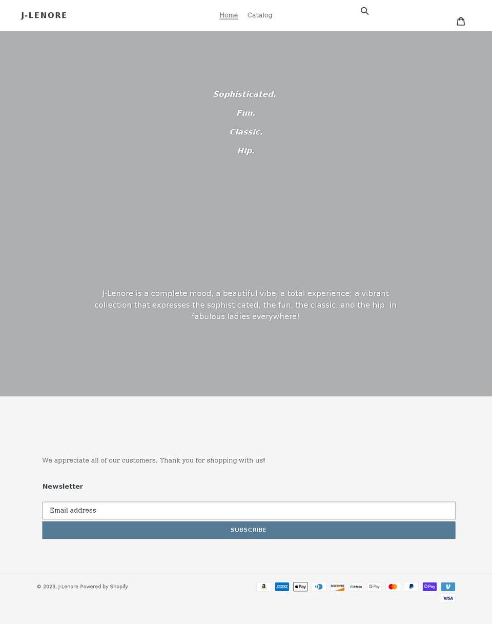 j-lenore.com shopify website screenshot