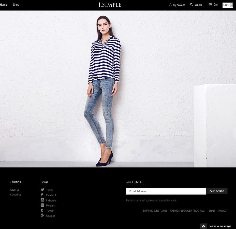 j-simple.com shopify website screenshot