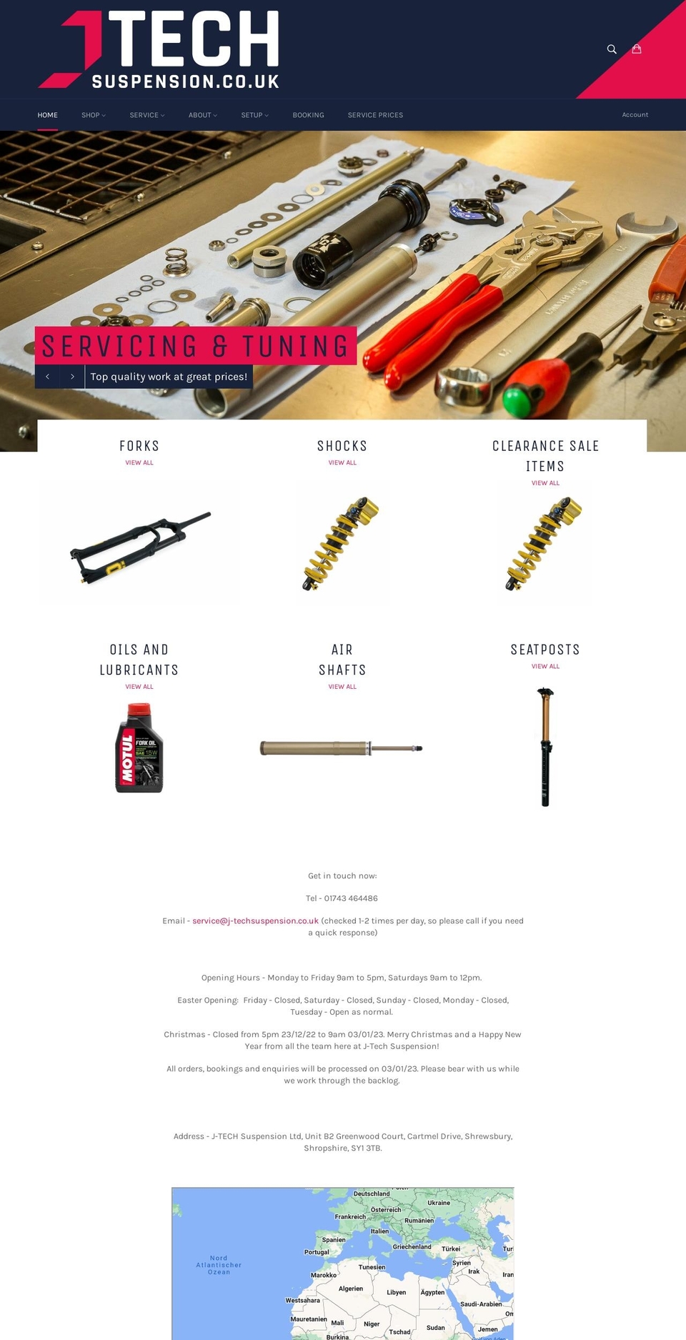 j-techsuspension.co.uk shopify website screenshot