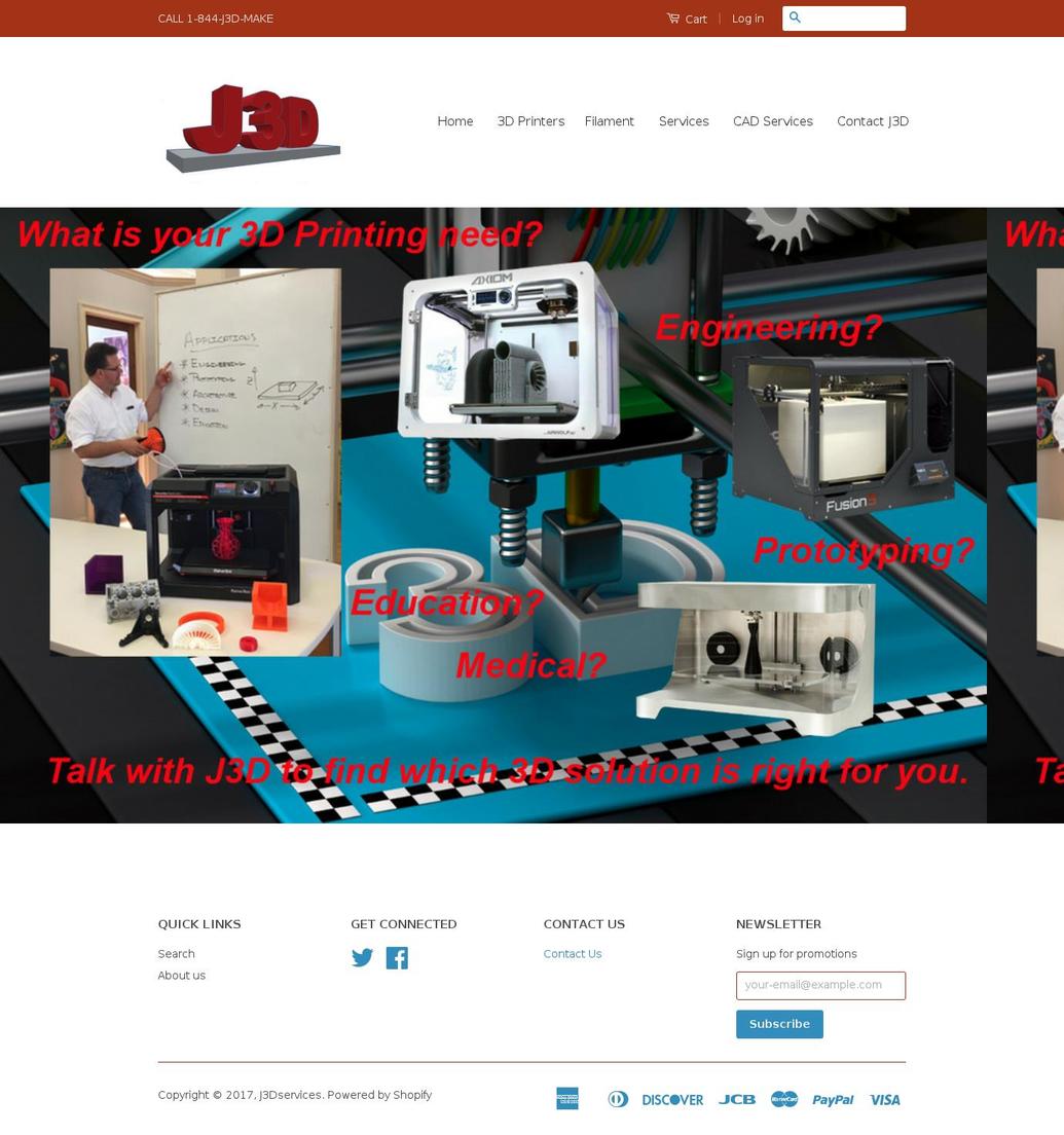j3dservices.com shopify website screenshot