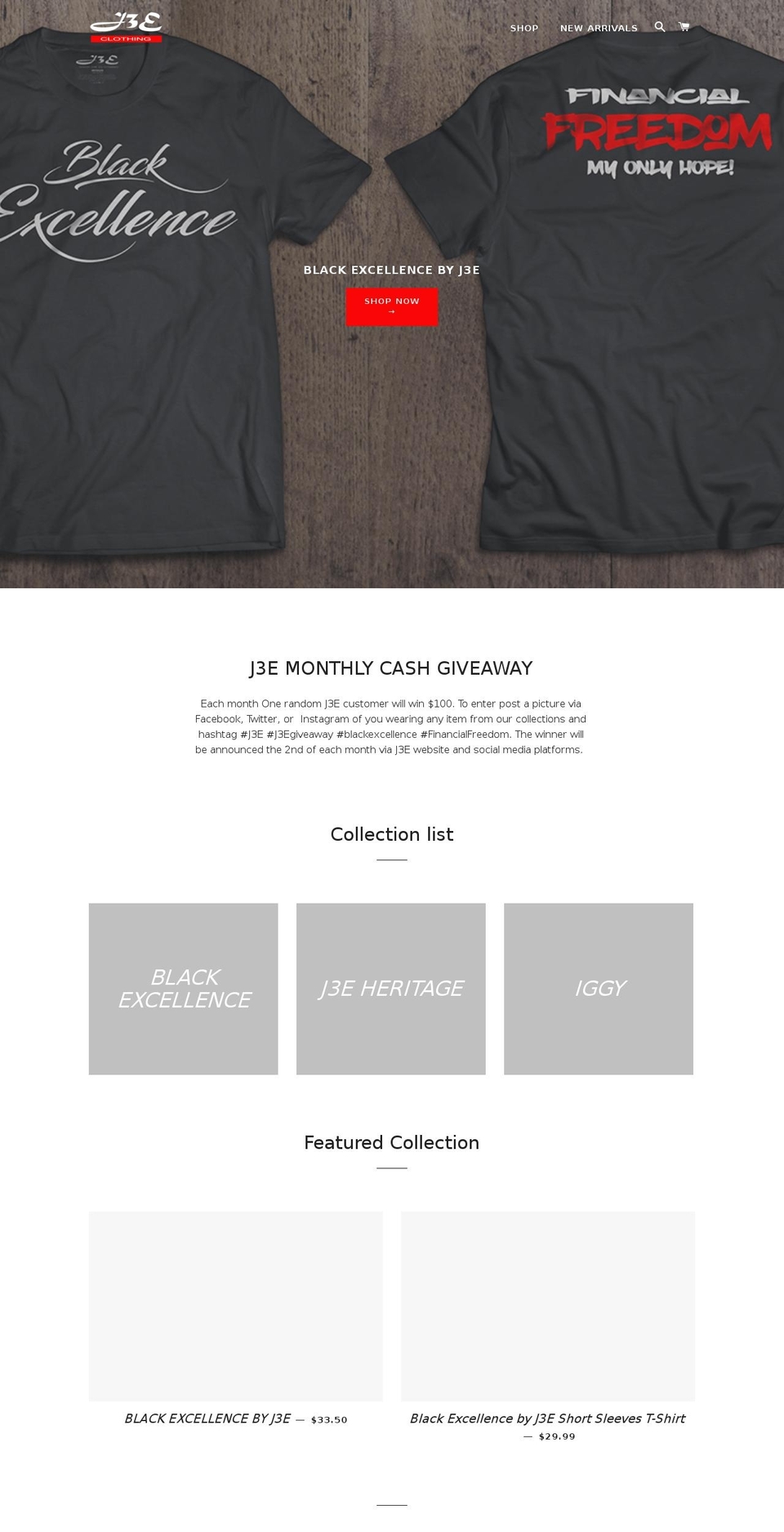 j3e.clothing shopify website screenshot