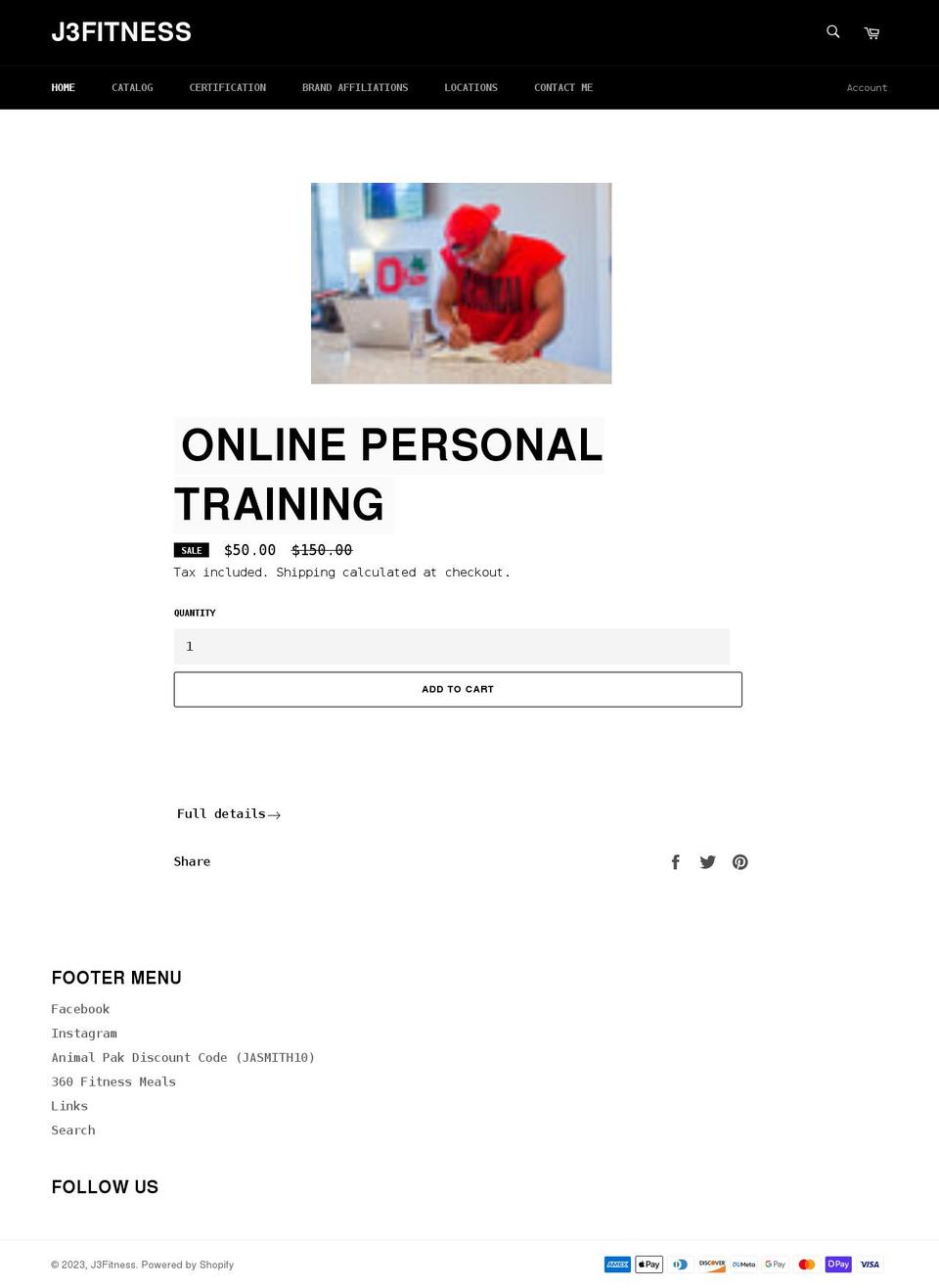 j3fitness.com shopify website screenshot