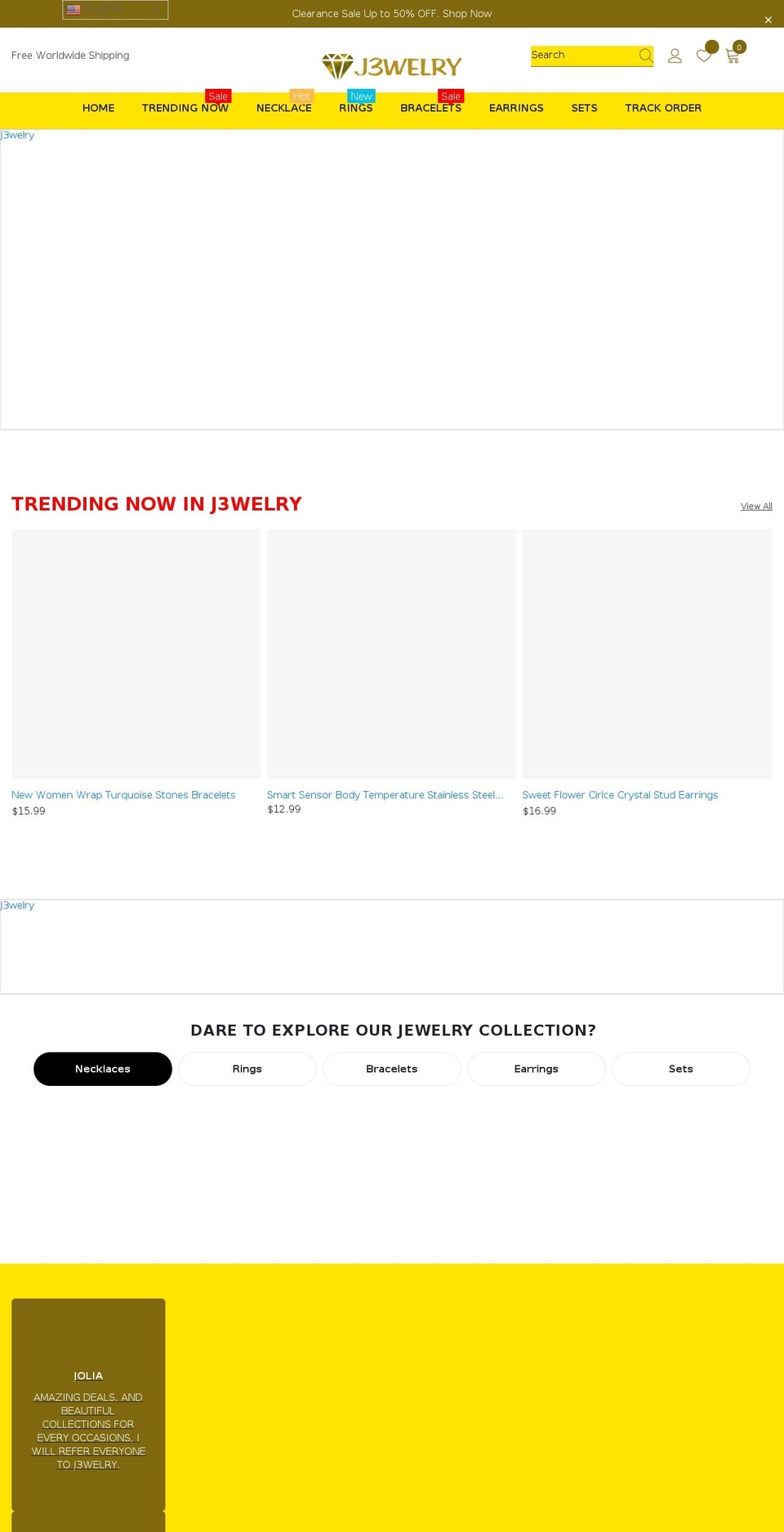 j3welry.com shopify website screenshot