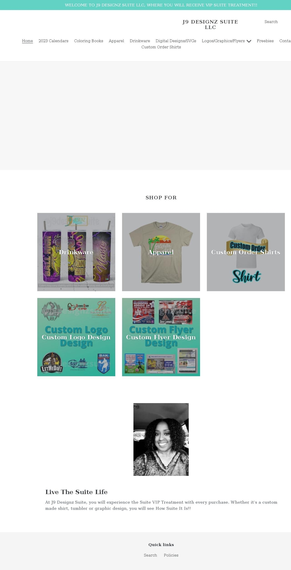 j9designzsuite.com shopify website screenshot