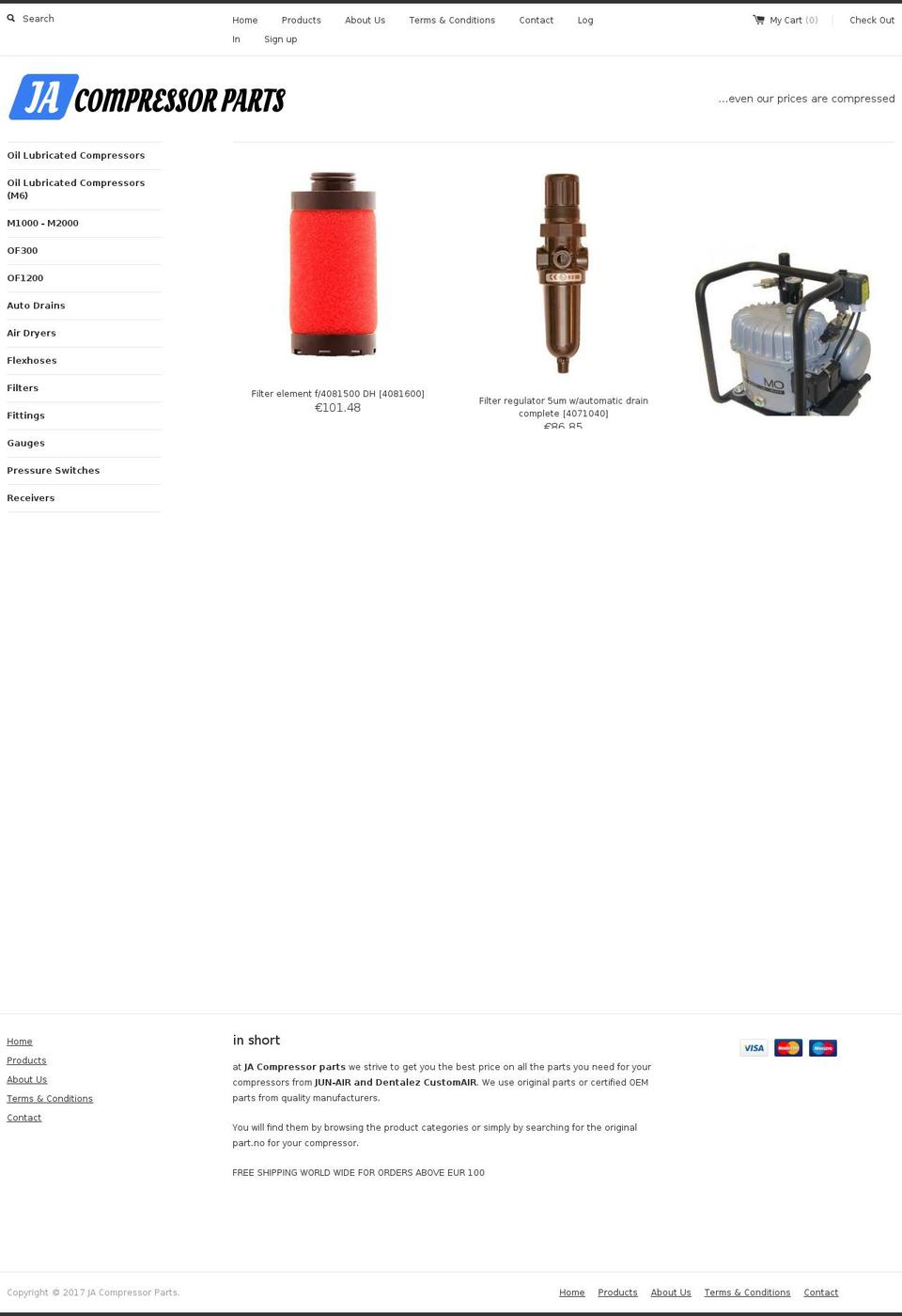 ja-compressorparts.com shopify website screenshot