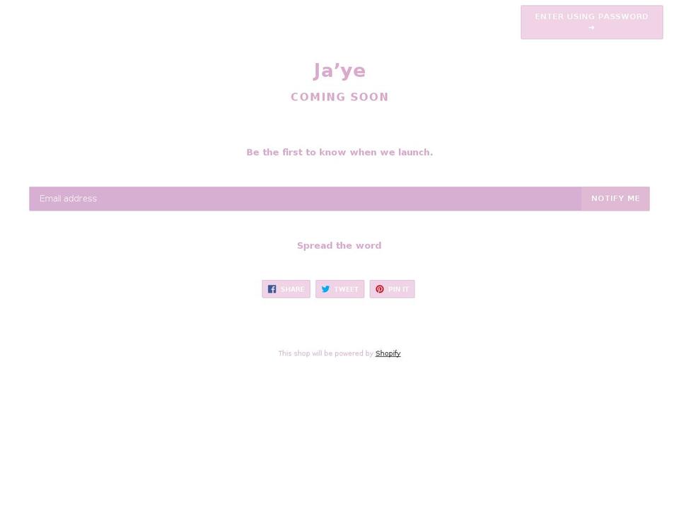 ja-ye.com — Shopify storefront screenshot