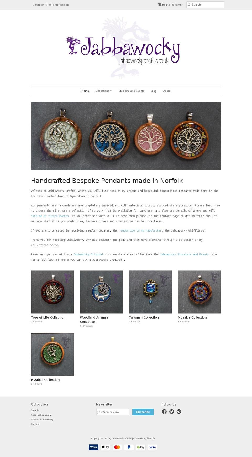 jabberwockycrafts.com shopify website screenshot