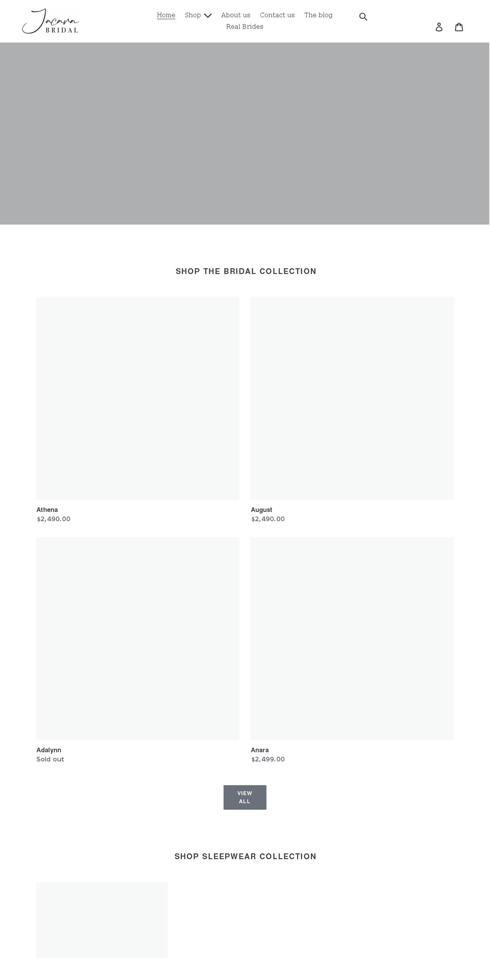 jacarabridal.com shopify website screenshot