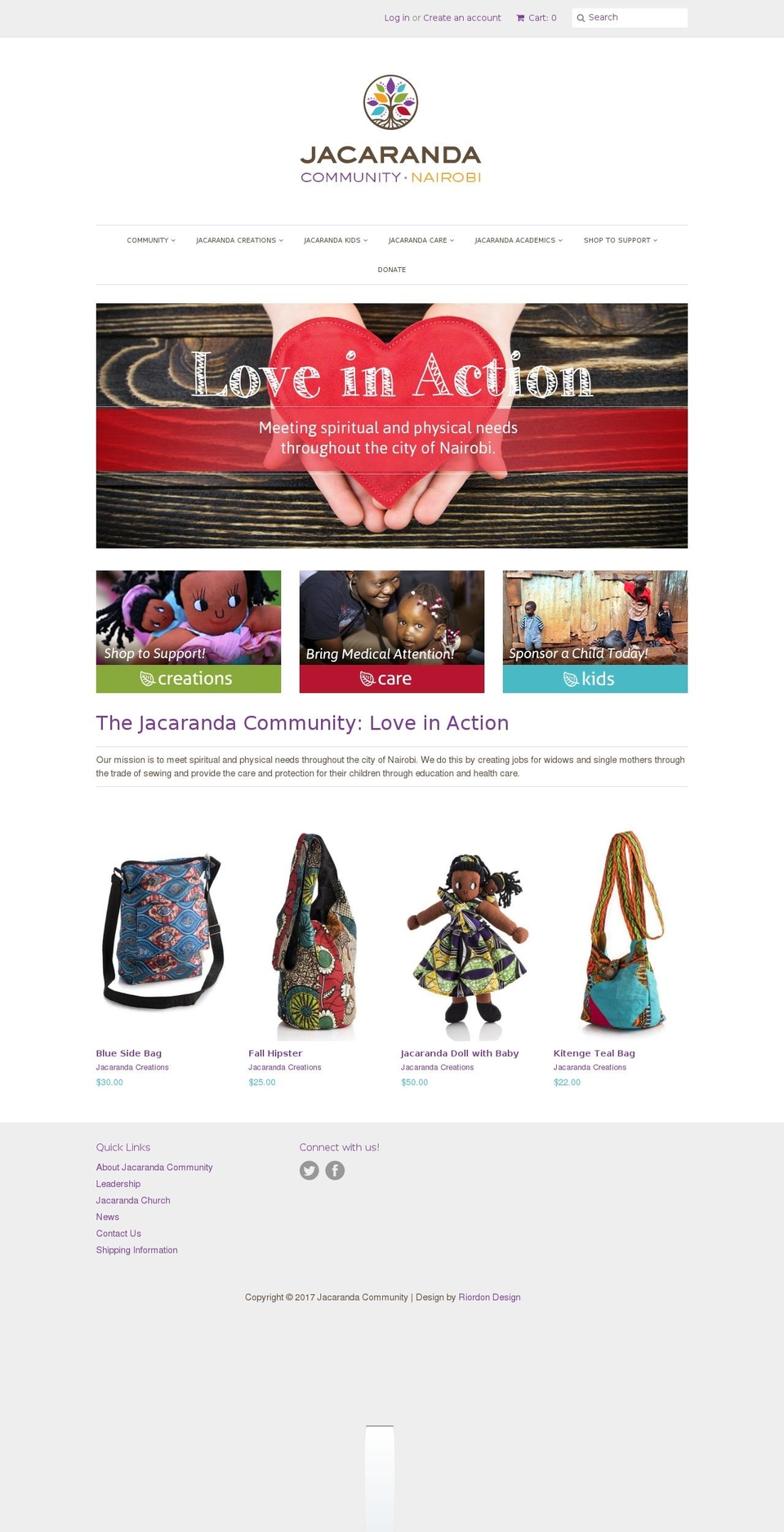 jacarandacreations.com shopify website screenshot