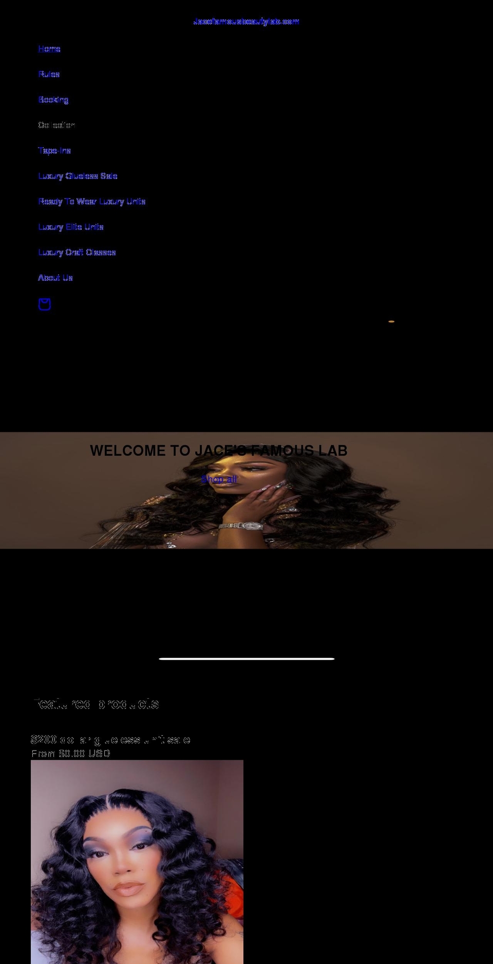 jacefamousbeautylab.com shopify website screenshot