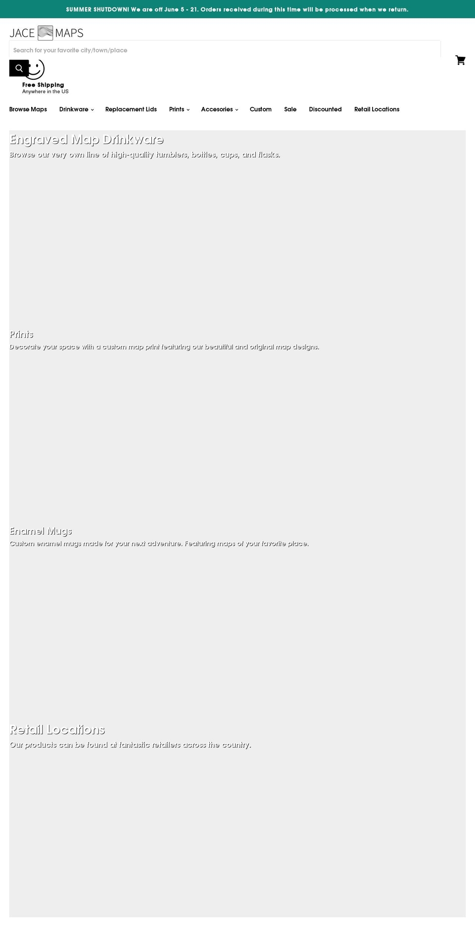 jacemaps.com shopify website screenshot