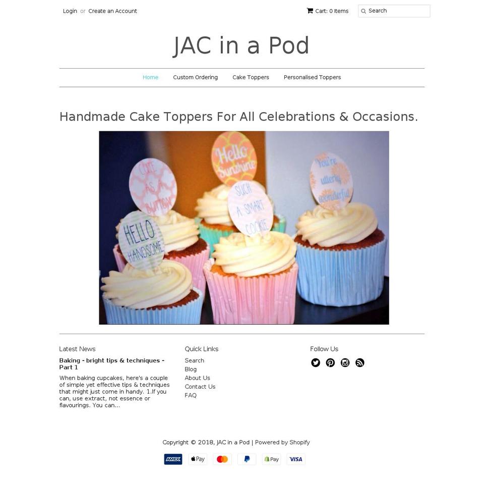 jacinapod.com shopify website screenshot