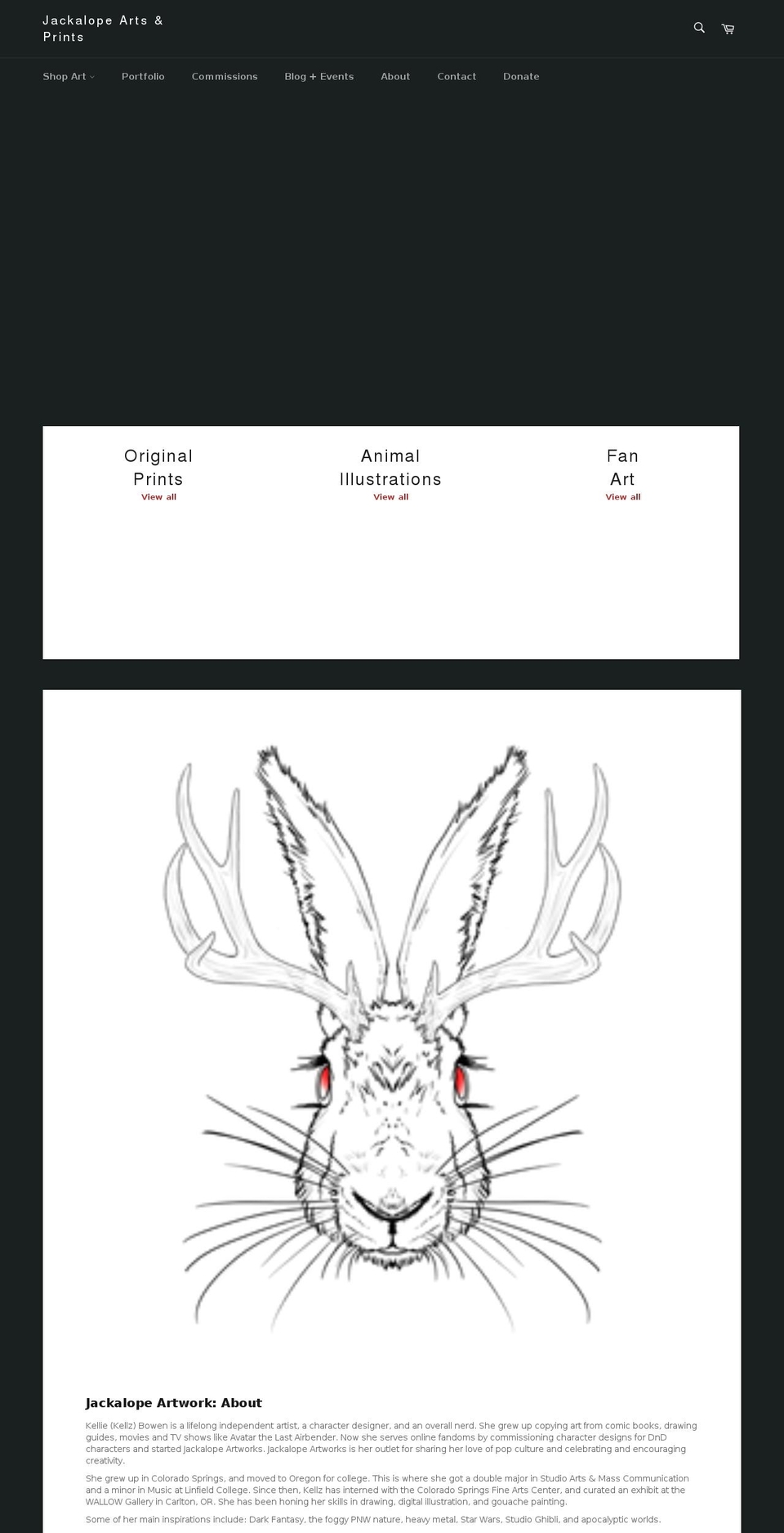 jackalopeartworks.com shopify website screenshot