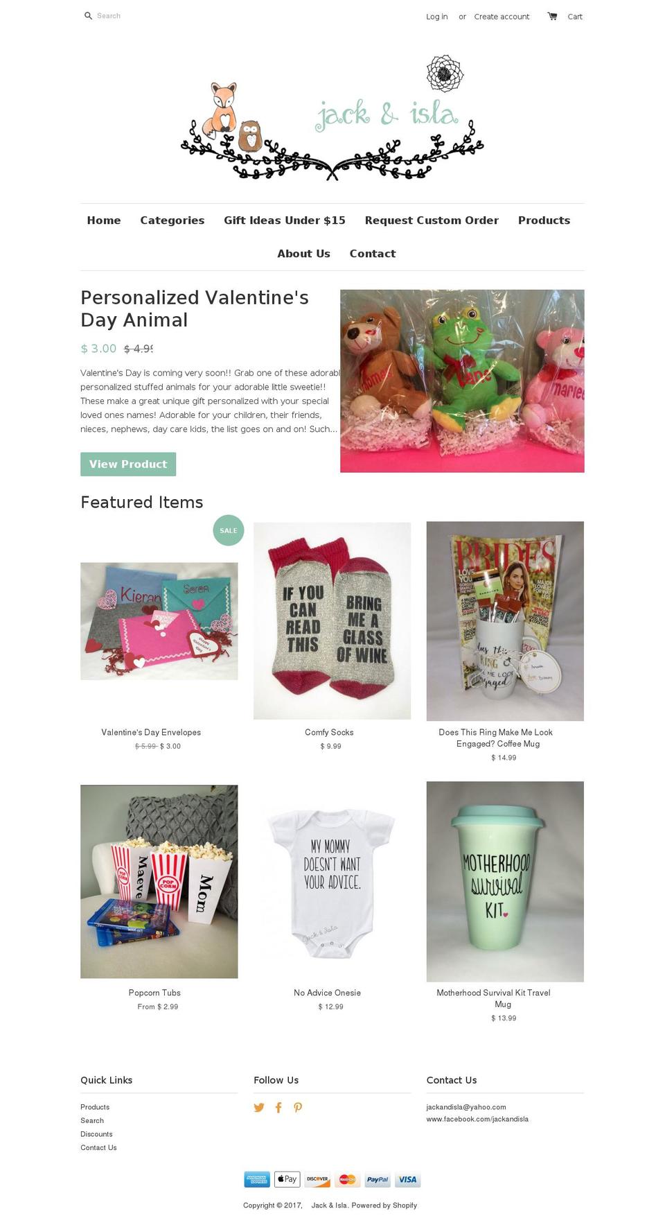 jackandisla.com shopify website screenshot