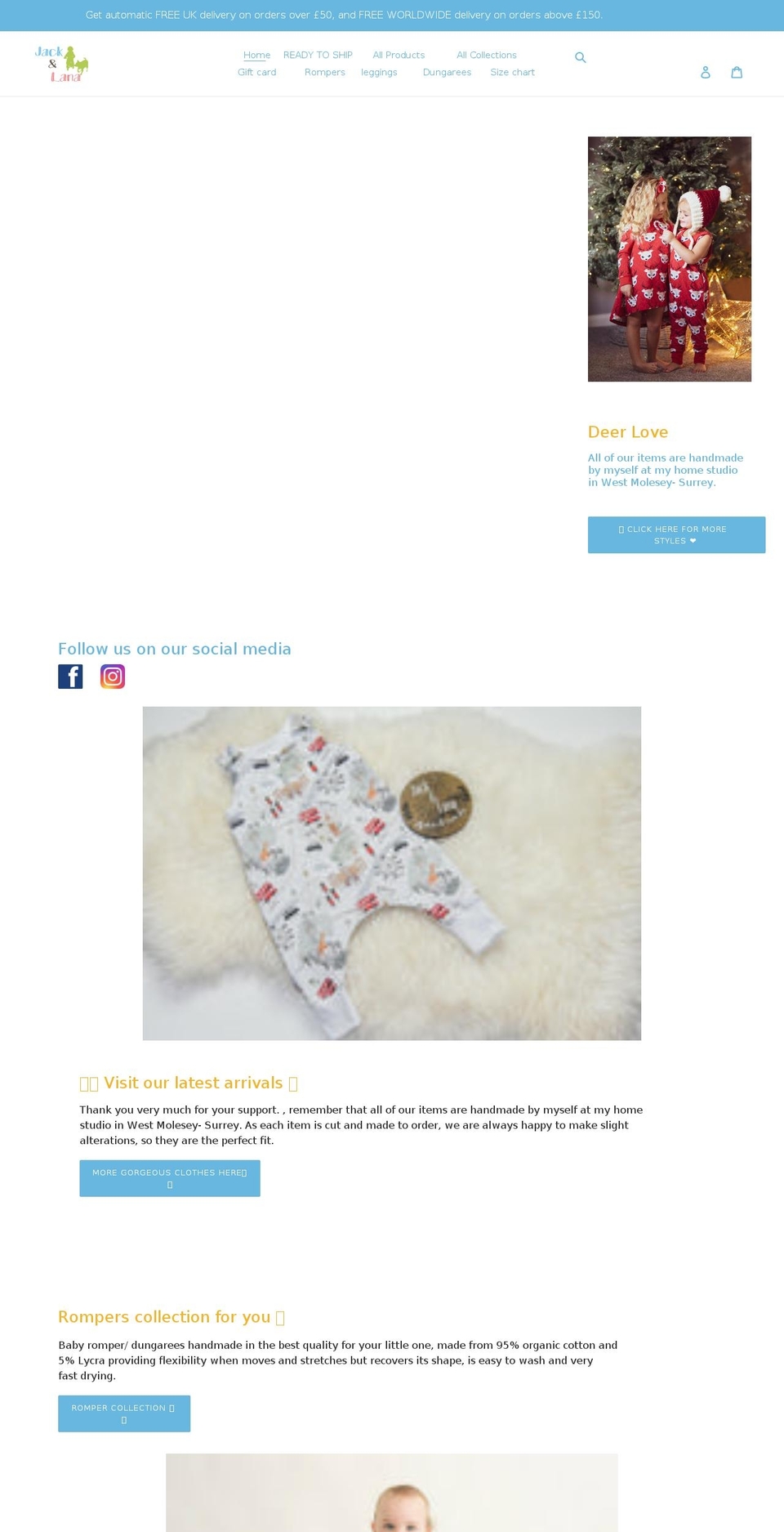 jackandlanahandmade.com shopify website screenshot