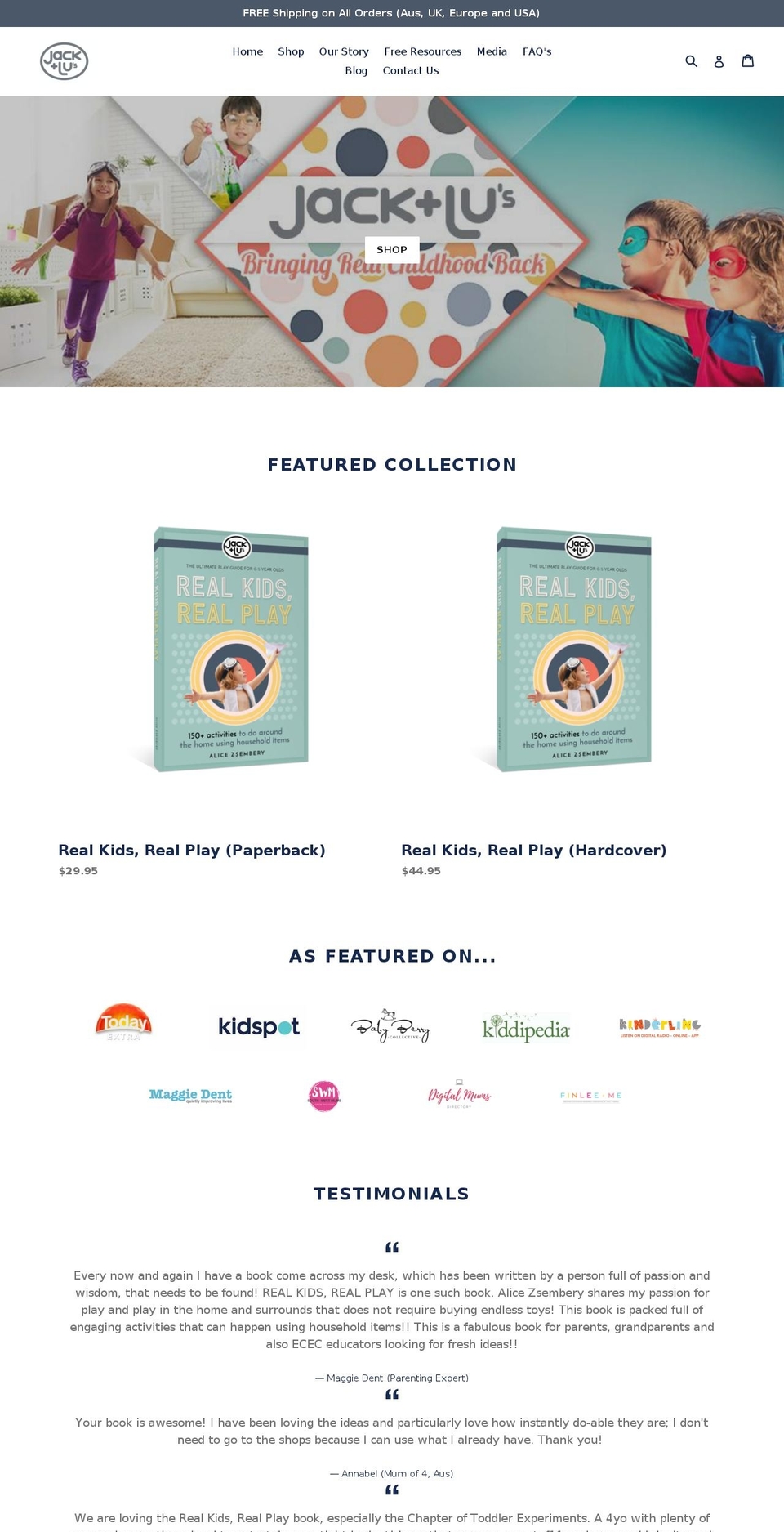 jackandlus.com — Shopify storefront screenshot