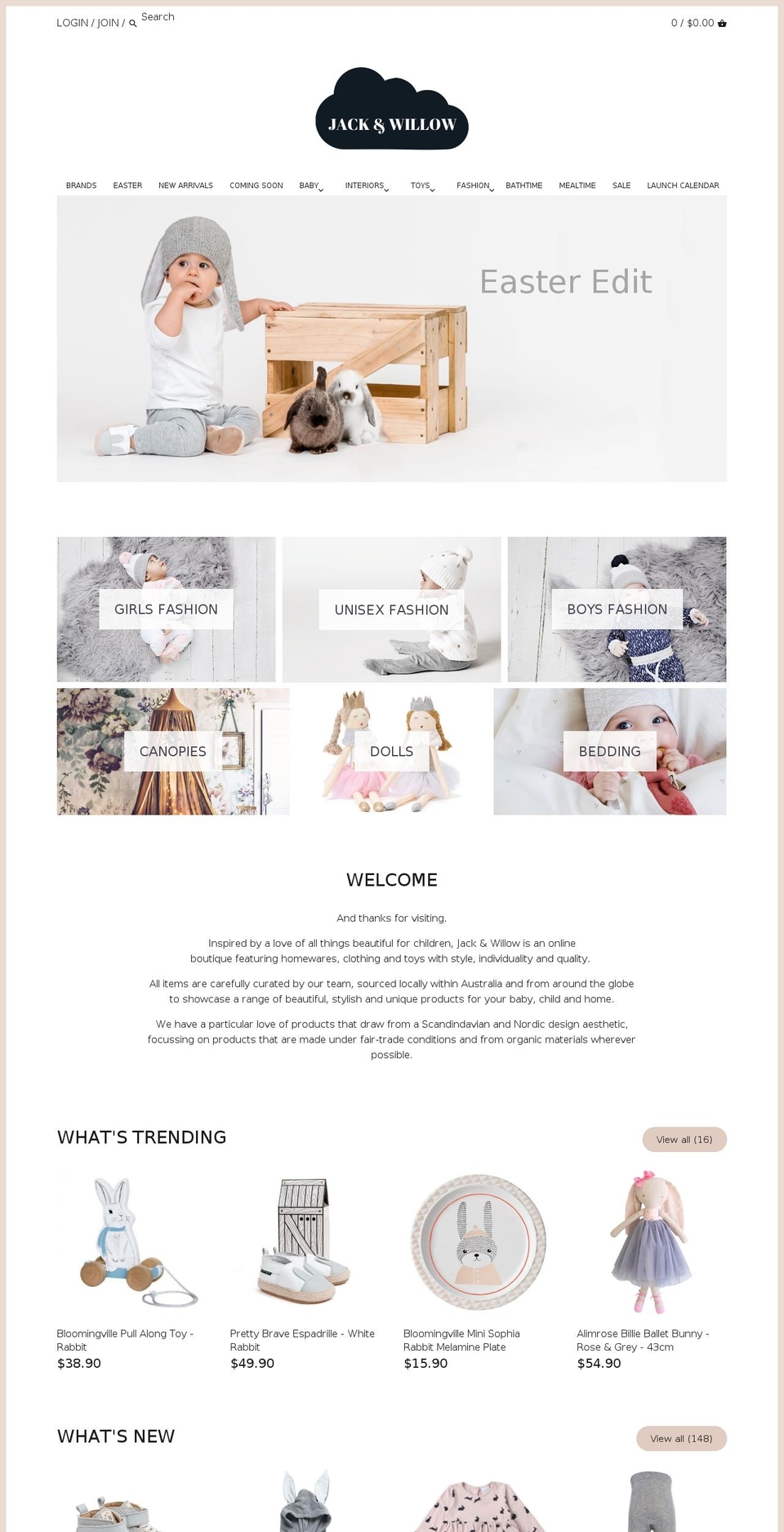 jackandwillow.com shopify website screenshot