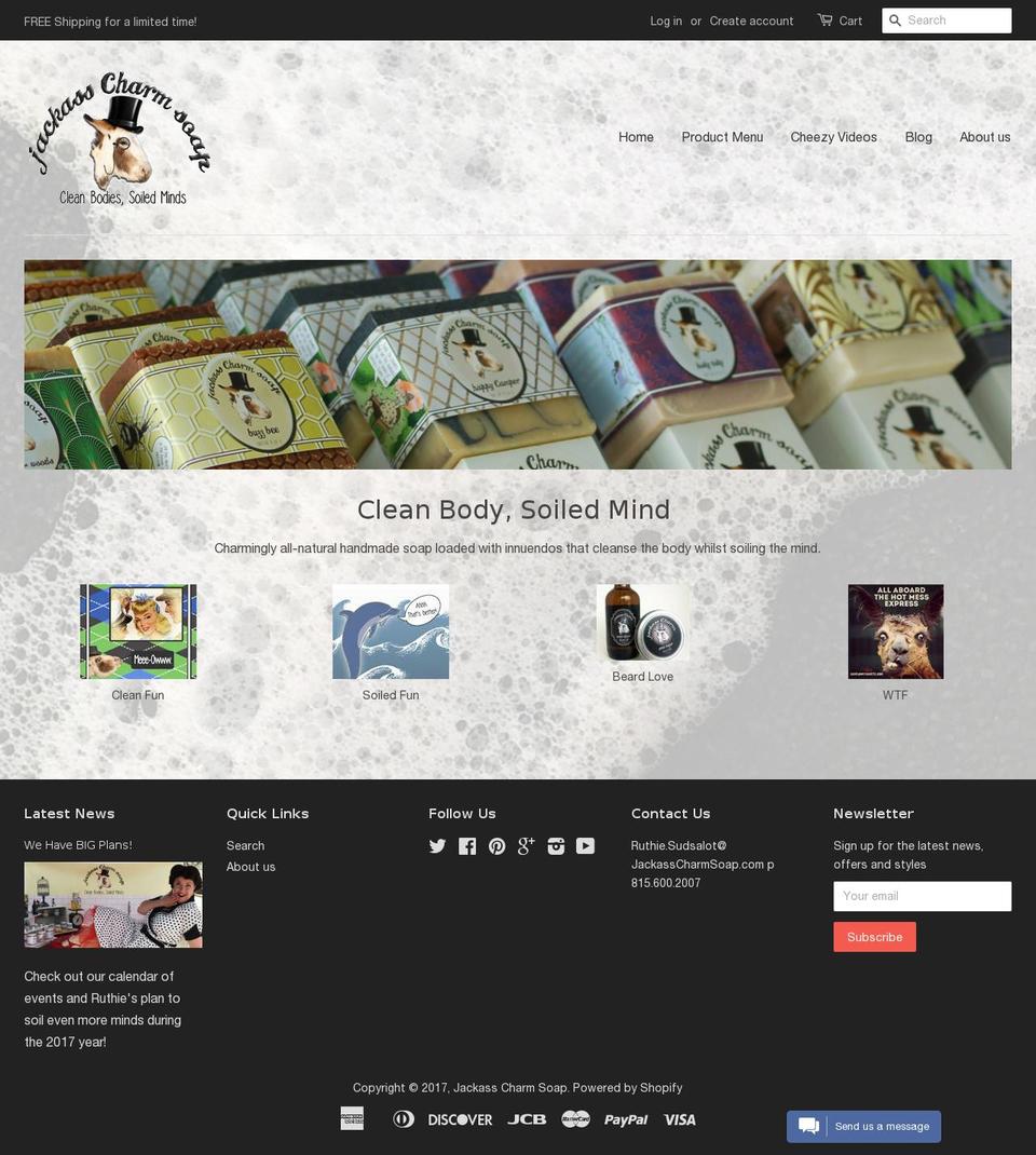 jackasscharmsoap.com shopify website screenshot