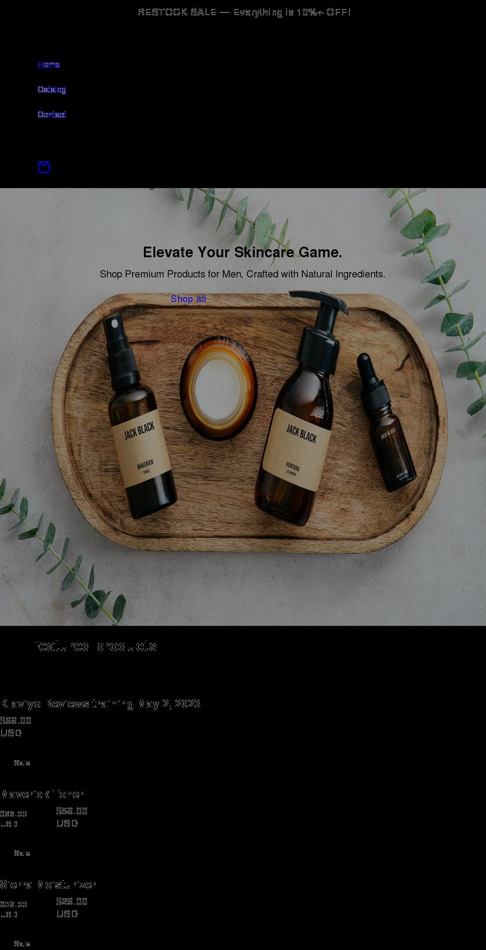 jackblackskincare.com shopify website screenshot