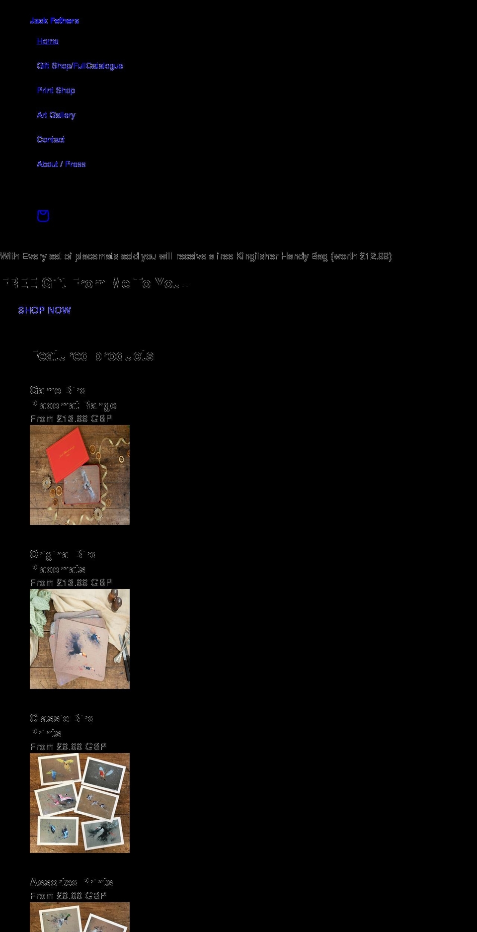 jackfethers.com shopify website screenshot