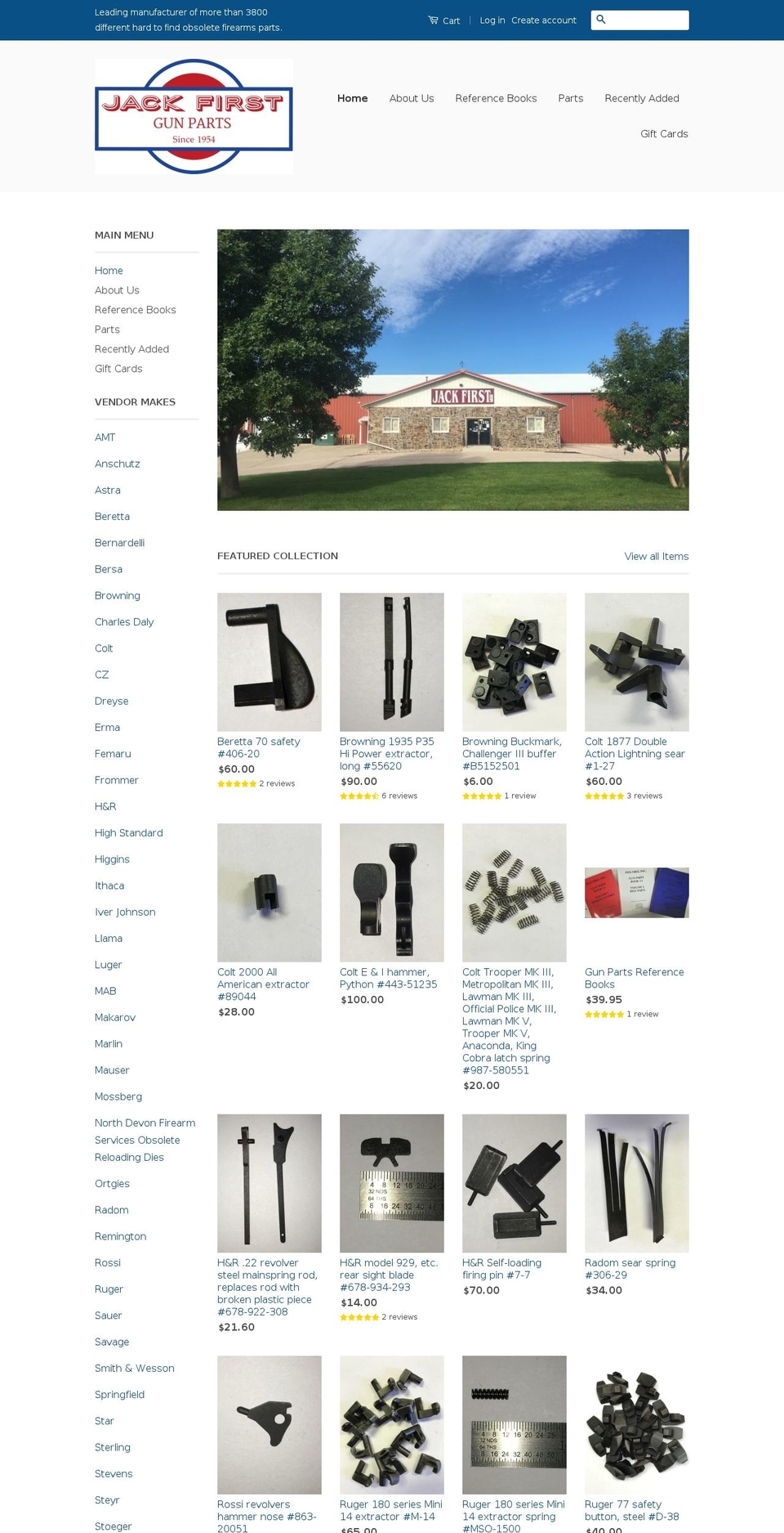 jackfirstgunparts.com shopify website screenshot