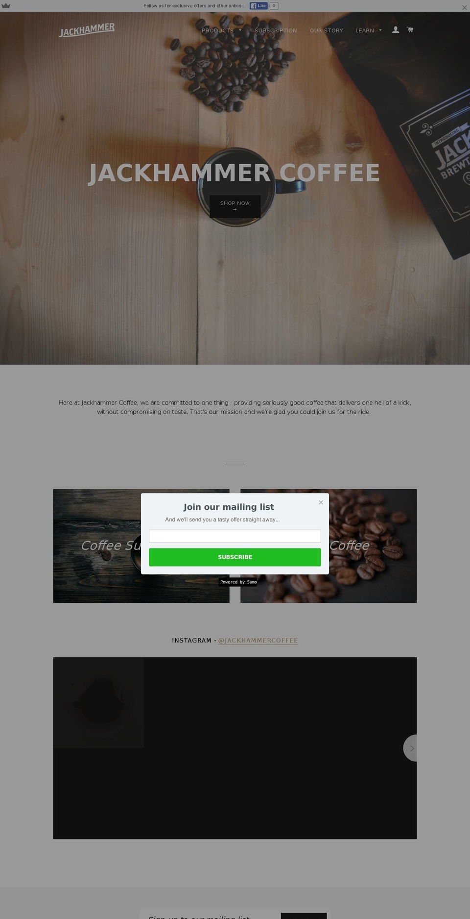 jackhammercoffee.com shopify website screenshot